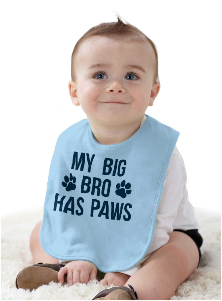 My Big Bro Has Paws Infant Baby Bib-Direct To Garment Print-Brisco Baby