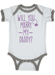 Marry My Daddy Baby Ruffled Trim Romper-Direct To Garment Print-Brisco Baby