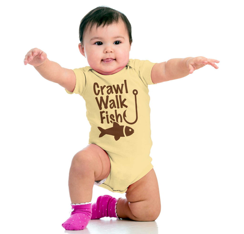 Crawl Walk Fish Romper Bodysuit-Direct To Garment Print-Brisco Baby
