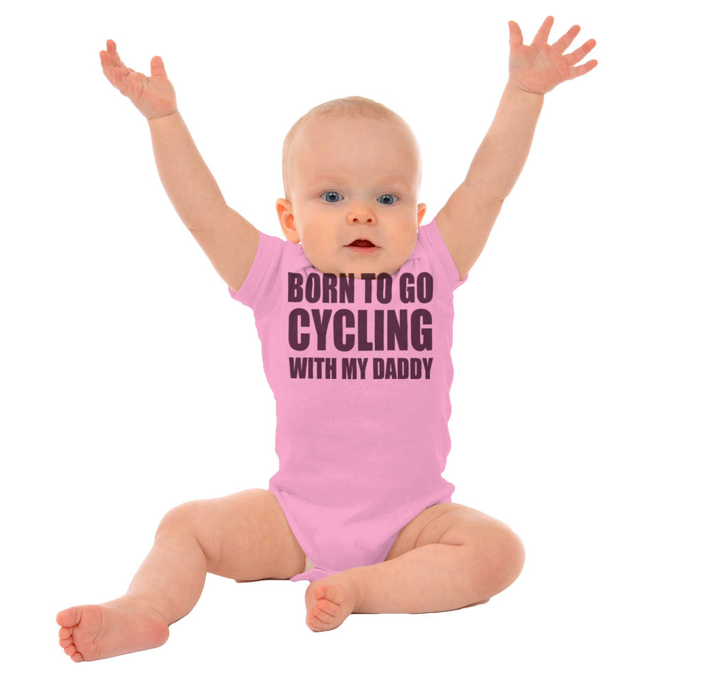 Cycling With Daddy Romper Bodysuit-Direct To Garment Print-Brisco Baby