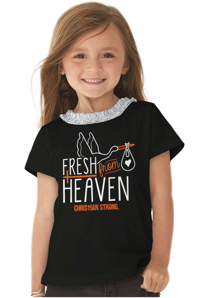 Fresh From Heaven Toddler Ruffled Trim T-Shirt-Direct To Garment Print-Brisco Baby