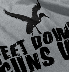 Feet Down Guns Up Duck Romper Bodysuit-Direct To Garment Print-Brisco Baby