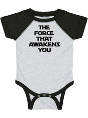 Force Awakens You Raglan Romper Bodysuit-Direct To Garment Print-Brisco Baby