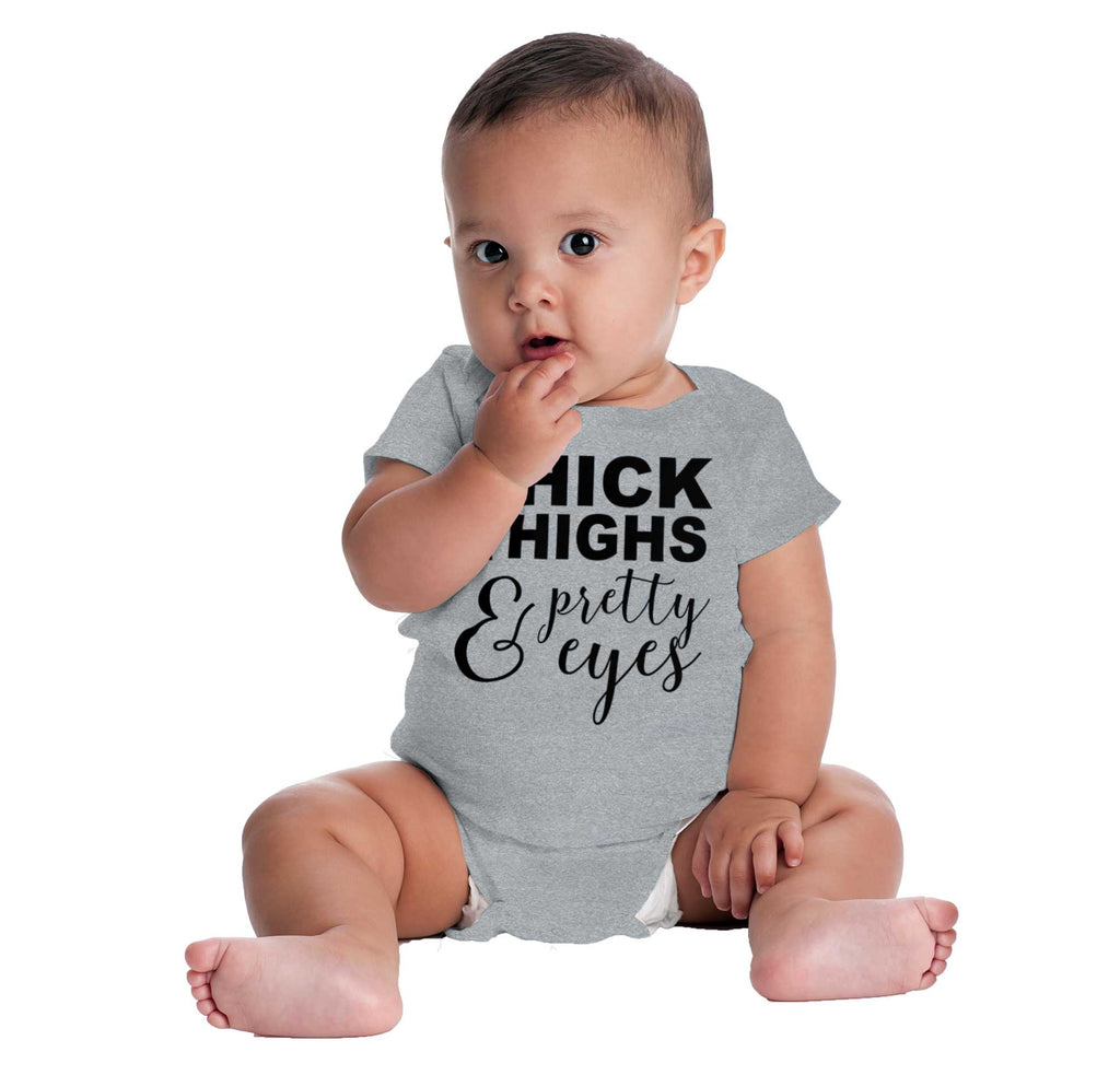 Thick Thighs Romper Bodysuit-Direct To Garment Print-Brisco Baby