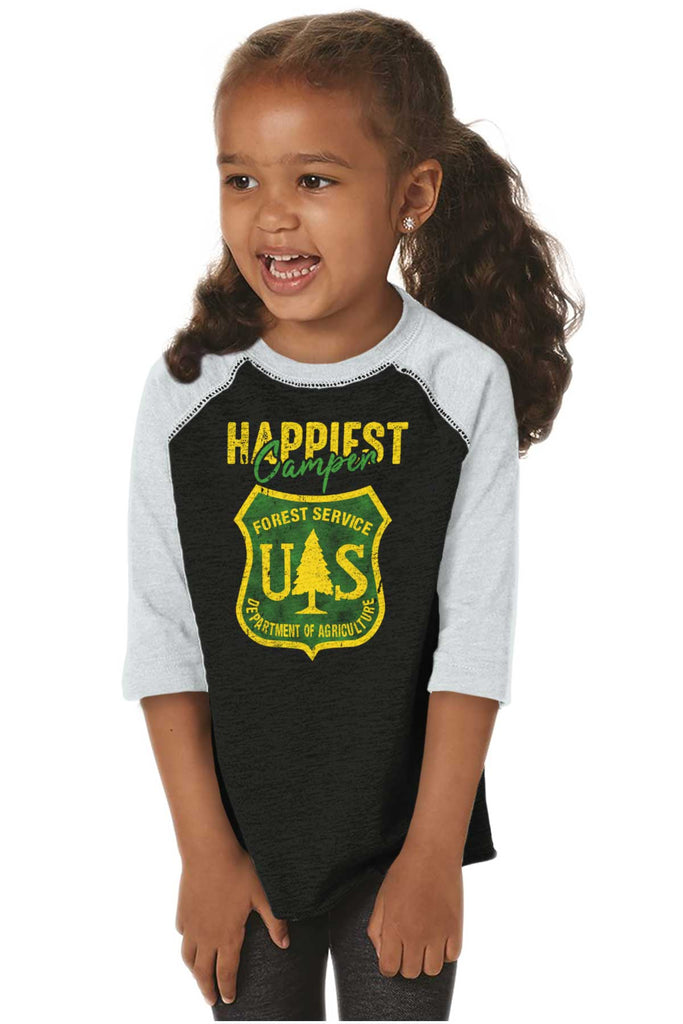 Happiest Camper Toddler Baseball-Direct To Garment Print-Brisco Baby