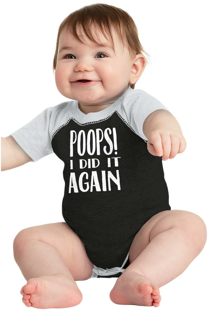 Poops I Did It Again Raglan Romper Bodysuit-Direct To Garment Print-Brisco Baby
