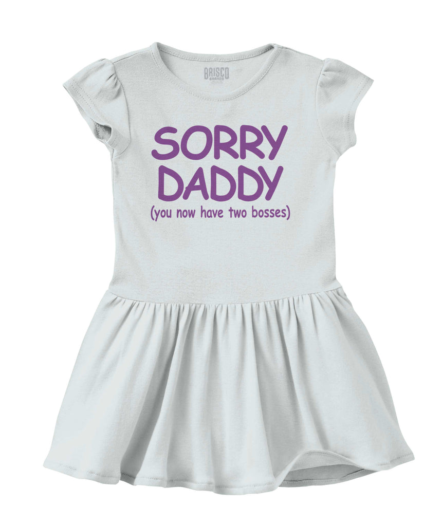 Sorry Daddy Solid Baby Infant Dress-Direct To Garment Print-Brisco Baby