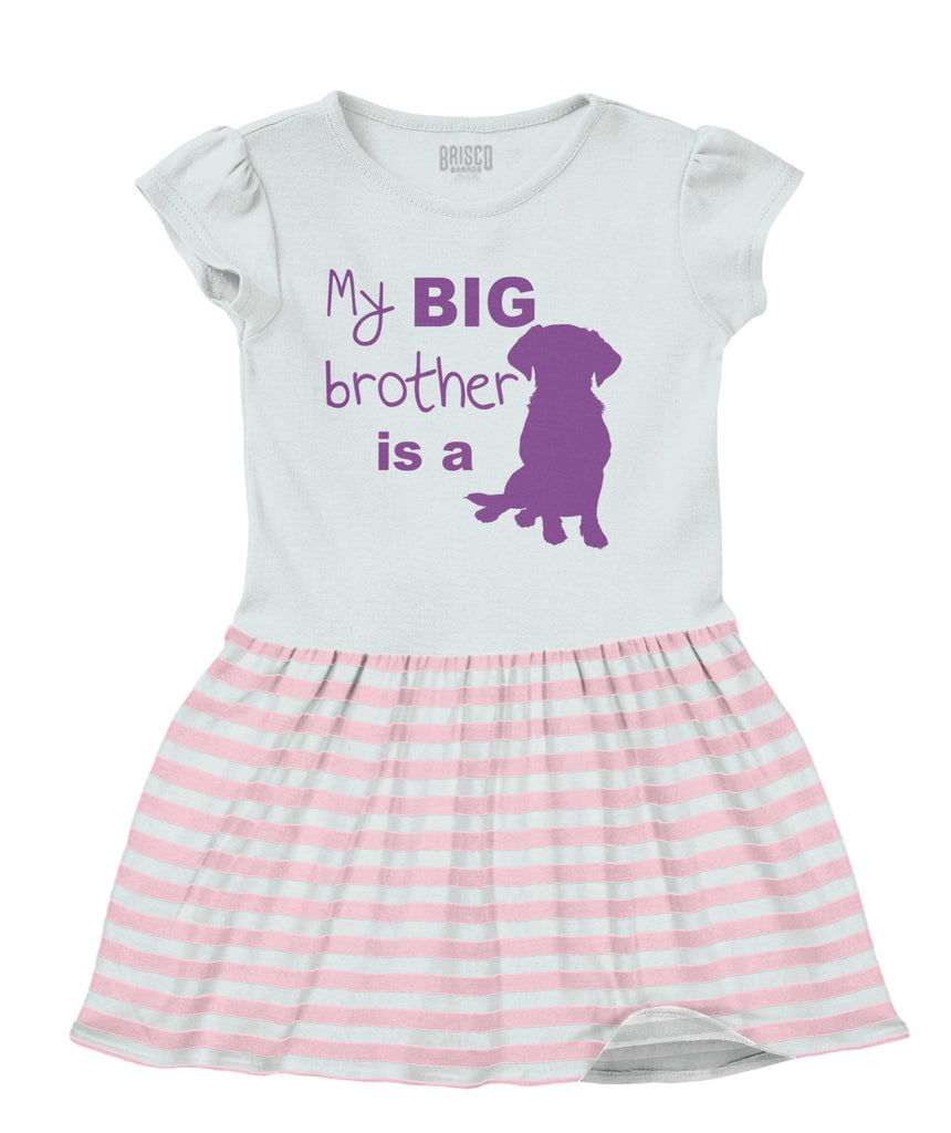 Brother is a Dog Baby Striped Skirt Dress-Direct To Garment Print-Brisco Baby