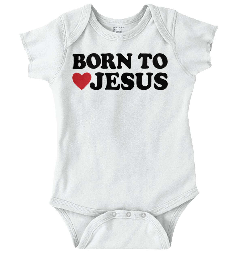 Born To Jesus Romper Bodysuit-Direct To Garment Print-Brisco Baby