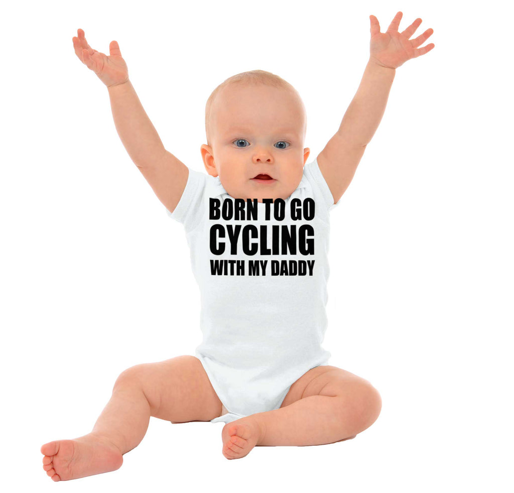 Cycling With Daddy Romper Bodysuit-Direct To Garment Print-Brisco Baby