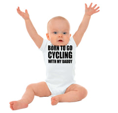 Cycling With Daddy Romper Bodysuit-Direct To Garment Print-Brisco Baby
