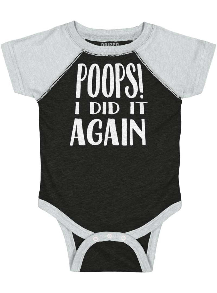 Poops I Did It Again Raglan Romper Bodysuit-Direct To Garment Print-Brisco Baby