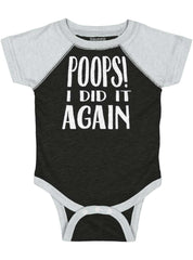Poops I Did It Again Raglan Romper Bodysuit-Direct To Garment Print-Brisco Baby