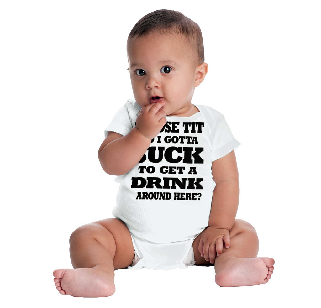 Get A Drink Romper Bodysuit-Direct To Garment Print-Brisco Baby