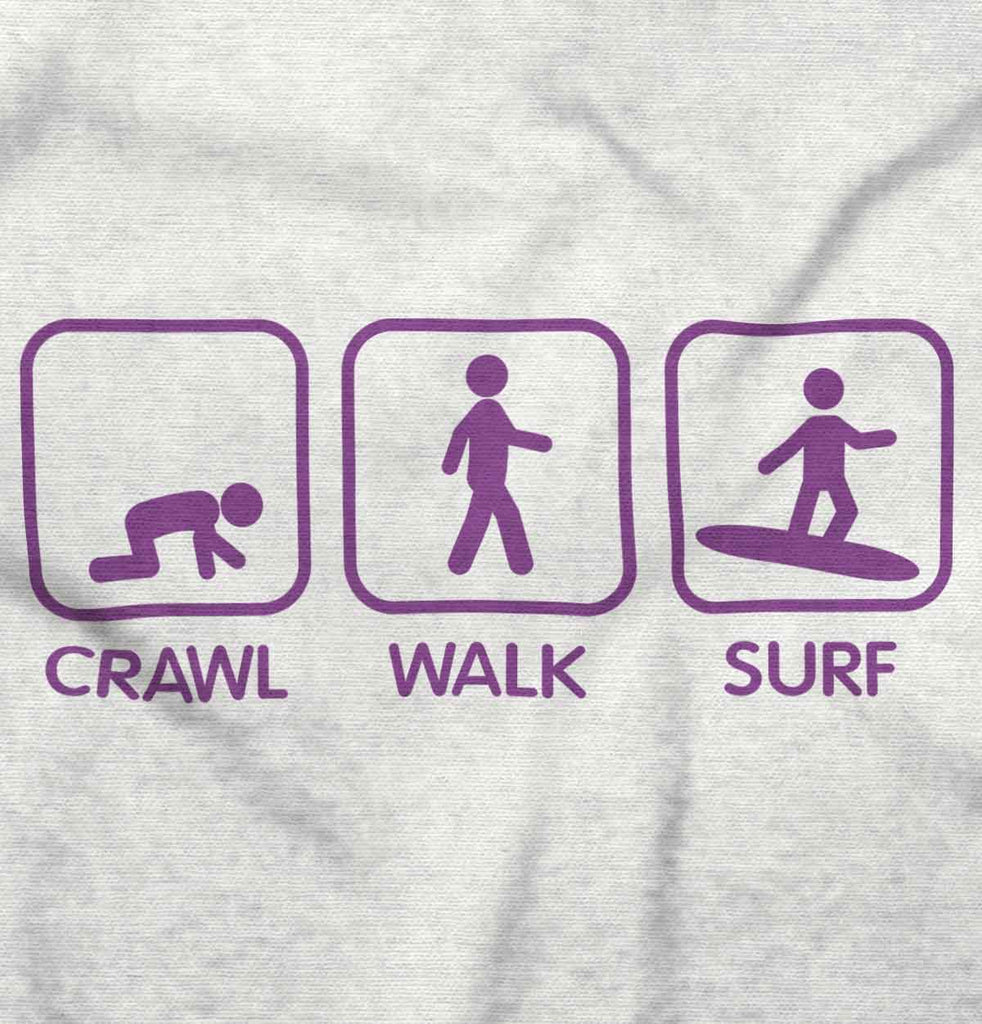 Crawl Walk Surf Toddler Ruffled Trim T-Shirt-Direct To Garment Print-Brisco Baby