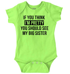 Pretty Big Sister Romper Bodysuit-Direct To Garment Print-Brisco Baby