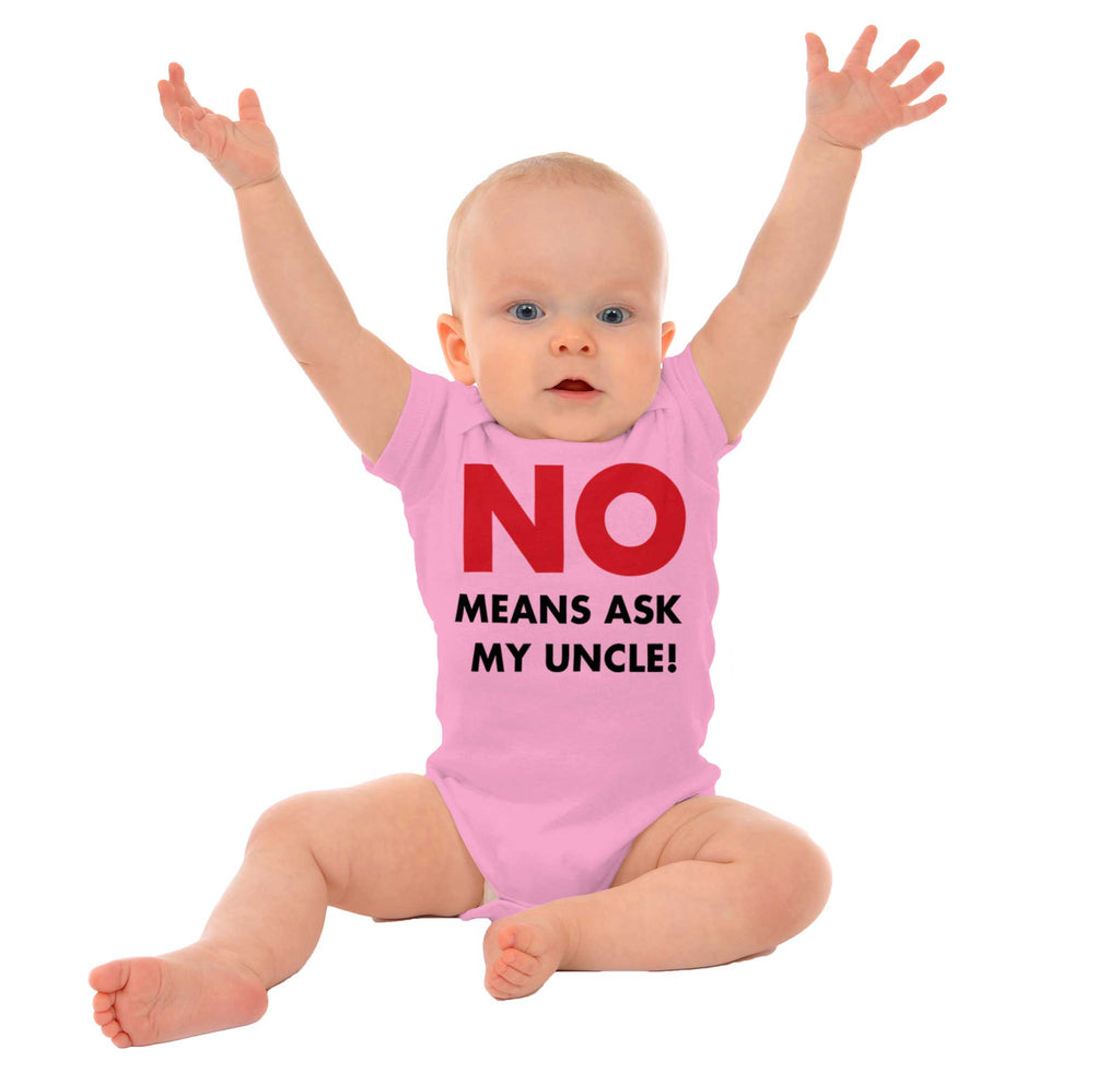 No Means Ask Uncle Romper Bodysuit-Direct To Garment Print-Brisco Baby