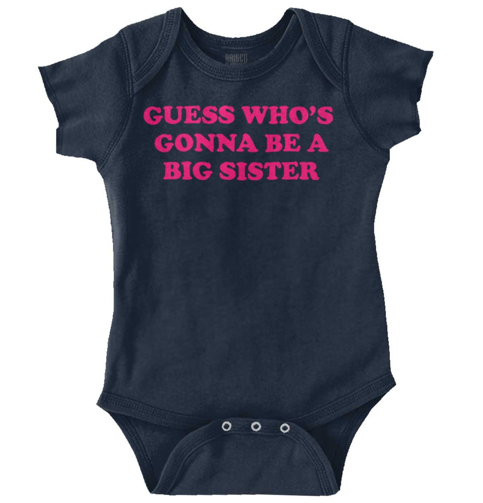 Guess Who's Gonna Be A Big Sister? Romper Bodysuit-Direct To Garment Print-Brisco Baby