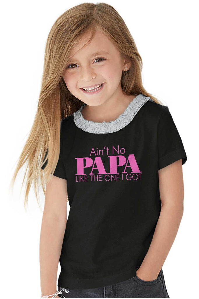 No Papa Like Me Toddler Ruffled Trim T-Shirt-Direct To Garment Print-Brisco Baby