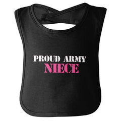 Proud Army Niece Infant Baby Bib-Direct To Garment Print-Brisco Baby