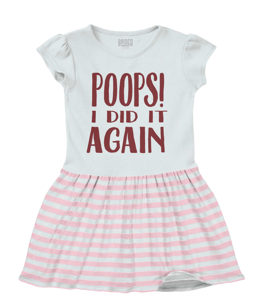 Poops I Did It Again Baby Striped Skirt Dress-Direct To Garment Print-Brisco Baby