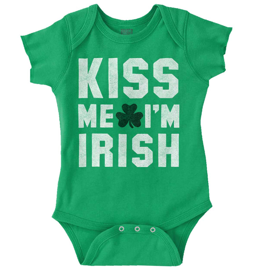 Kiss Me Irish Romper Bodysuit-Direct To Garment Print-Brisco Baby