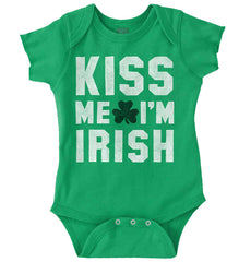 Kiss Me Irish Romper Bodysuit-Direct To Garment Print-Brisco Baby