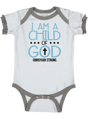 Cross Of God Baby Ruffled Trim Romper-Direct To Garment Print-Brisco Baby