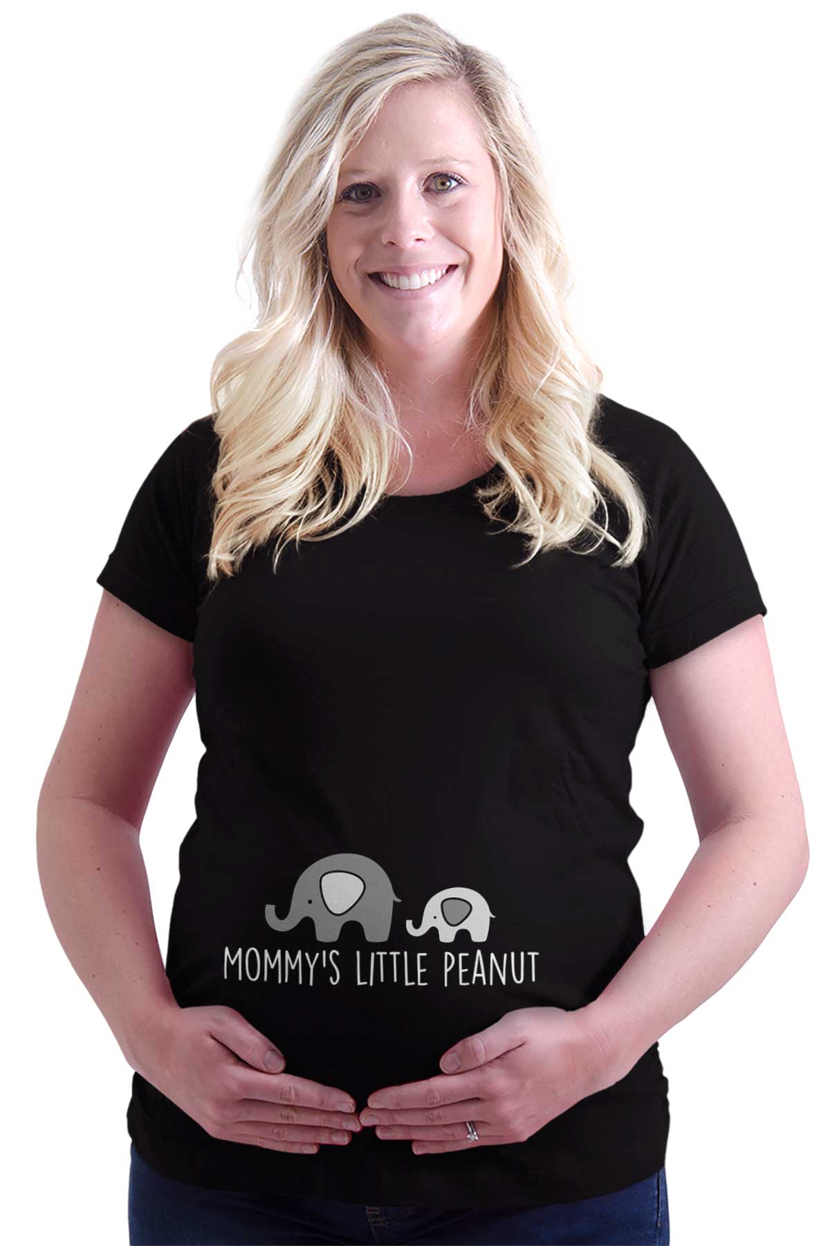 Brisco Baby Maternity Clothes Mommy Peanut Elephant Funny Cute Pregnant Maternity T-Shirt Black / 3X Large