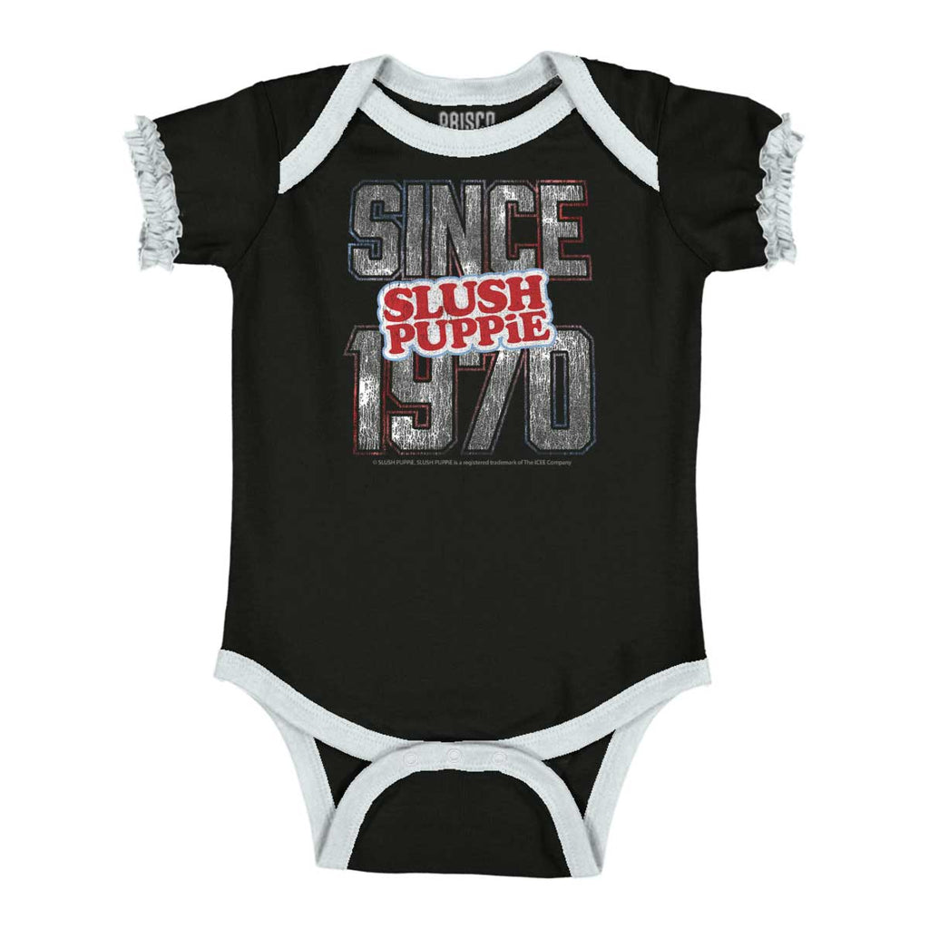 Since 1970 Baby Ruffled Trim Romper-Direct To Garment Print-Brisco Baby