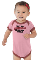 Badass Uncle Baby Ruffled Trim Romper-Direct To Garment Print-Brisco Baby