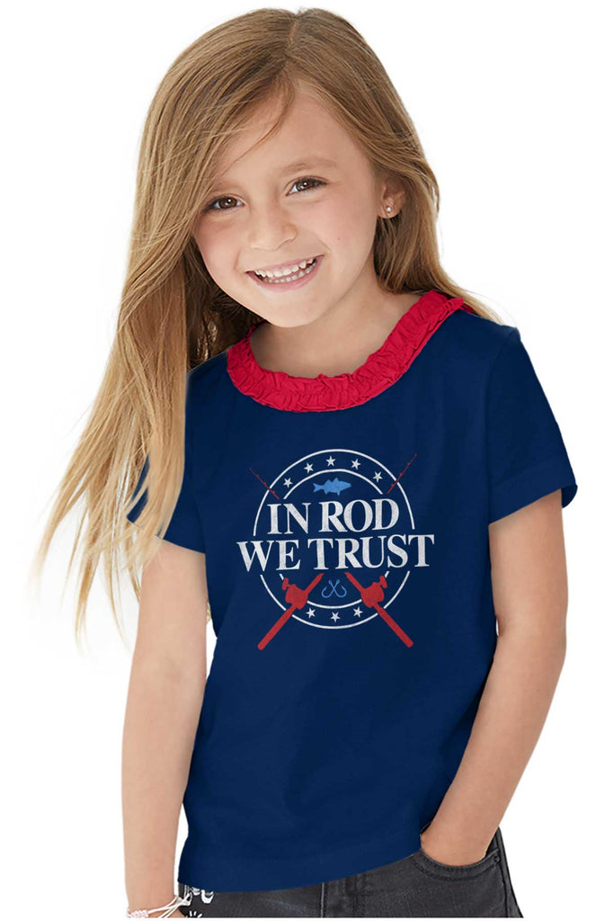 In Rod We Trust Ruffled Trim T-Shirt-Direct To Garment Print-Brisco Baby