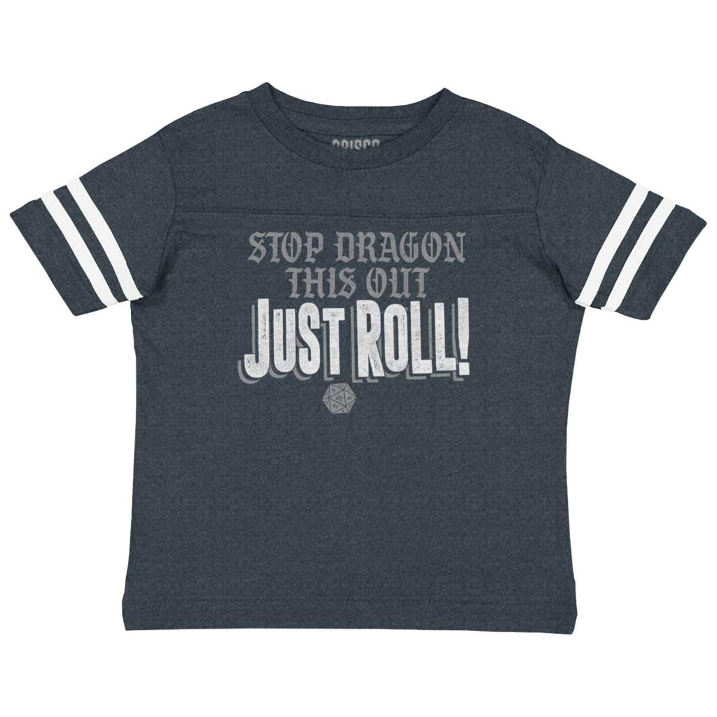 Dungeons Gamer Just Roll Nerd Toddler Football Jersey Tee-Direct To Garment Print-Brisco Baby