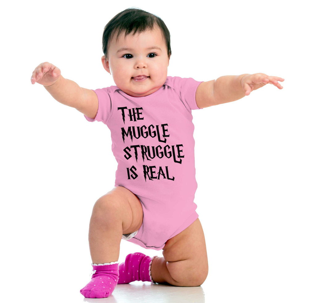 Muggle Struggle Is Real Romper Bodysuit-Direct To Garment Print-Brisco Baby