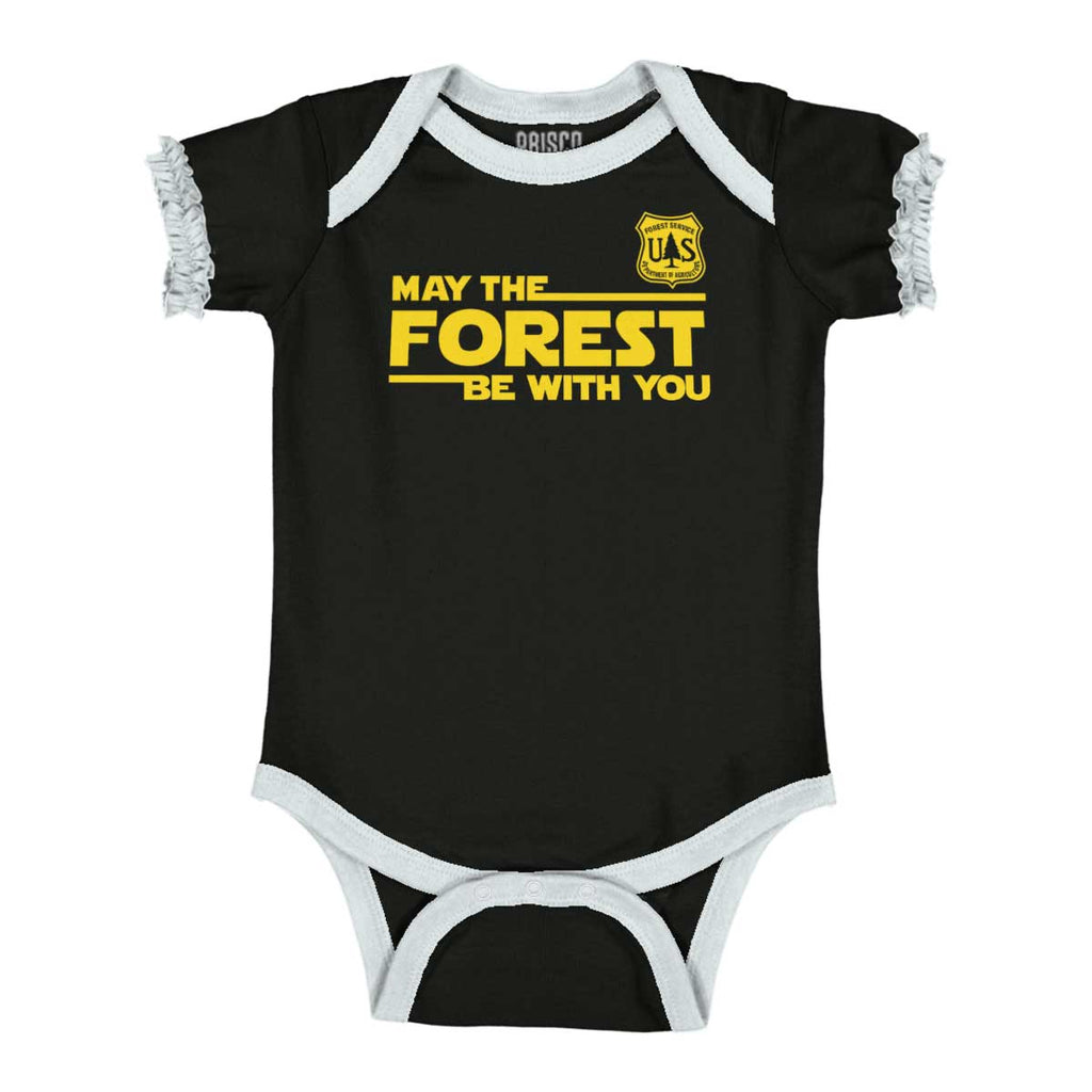 May The Forest Baby Ruffled Trim Romper-Direct To Garment Print-Brisco Baby