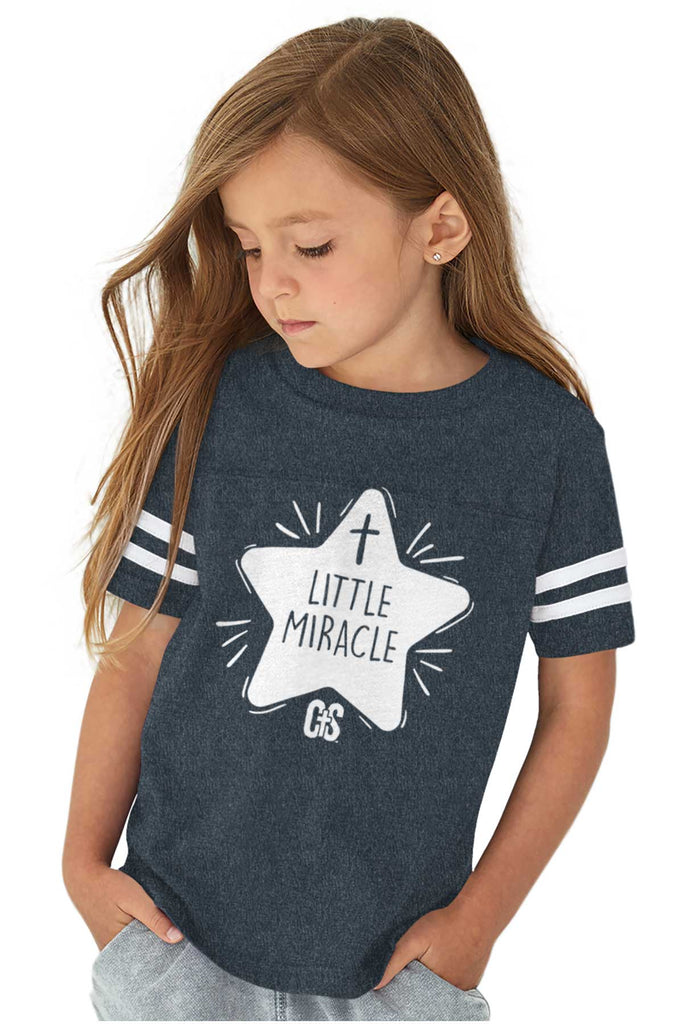 Little Miracle Toddler Football Jersey Tee-Direct To Garment Print-Brisco Baby