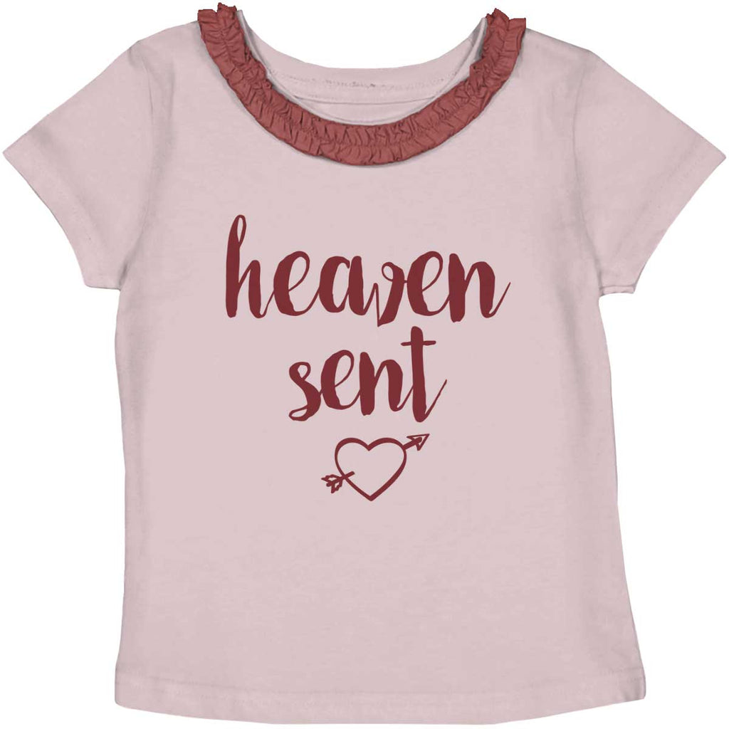 Heaven Sent Toddler Ruffled Trim T-Shirt-Direct To Garment Print-Brisco Baby
