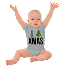 I Love Xmas Romper Bodysuit-Direct To Garment Print-Brisco Baby