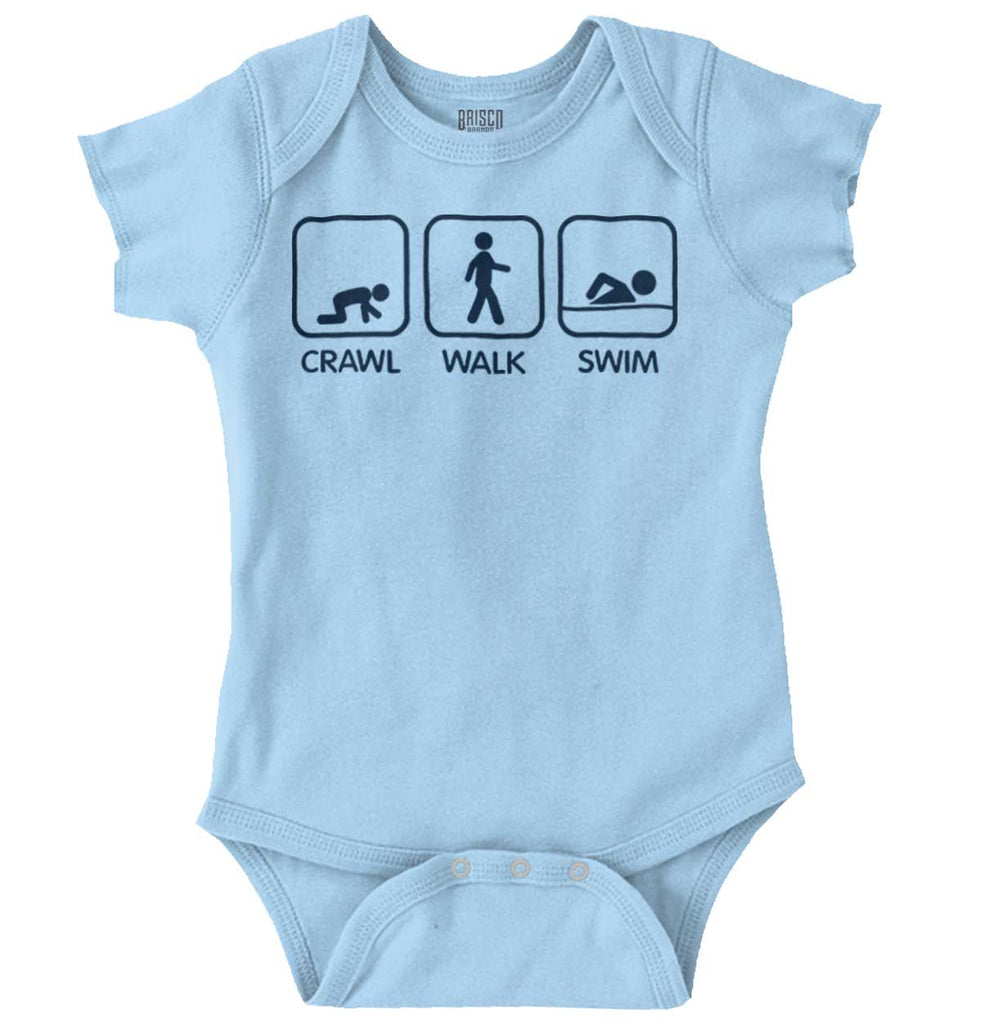 Crawl Walk Swim Romper Bodysuit-Direct To Garment Print-Brisco Baby