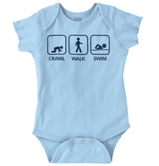 Crawl Walk Swim Romper Bodysuit-Direct To Garment Print-Brisco Baby