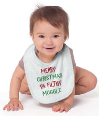 Merry Christmas Muggle Infant Baby Bib-Direct To Garment Print-Brisco Baby