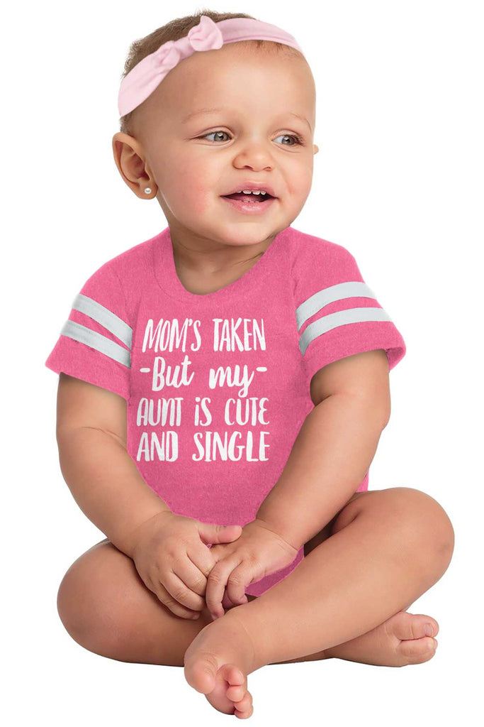 Aunt is Single Football Romper Bodysuit-Direct To Garment Print-Brisco Baby