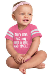 Aunt is Single Football Romper Bodysuit-Direct To Garment Print-Brisco Baby