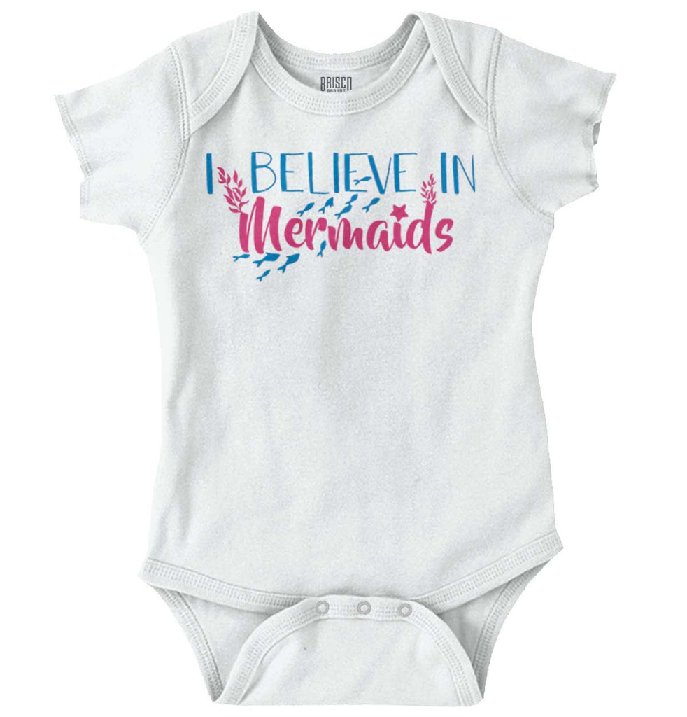 Believe In Mermaids Romper Bodysuit-Direct To Garment Print-Brisco Baby