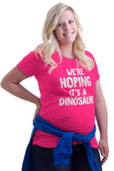 We're Hoping It's A Dinosaur Maternity T-Shirt-Direct To Garment Print-Brisco Baby