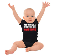 Uncle Thinks I'm Awesome Romper Bodysuit-Direct To Garment Print-Brisco Baby