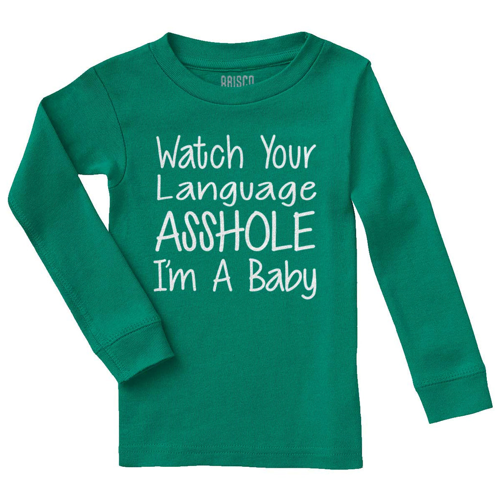 Watch The Language Solid Baby Pajama Top-Direct To Garment Print-Brisco Baby