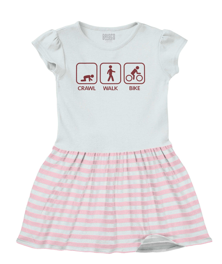 Crawl Walk Bike Baby Striped Skirt Dress-Direct To Garment Print-Brisco Baby