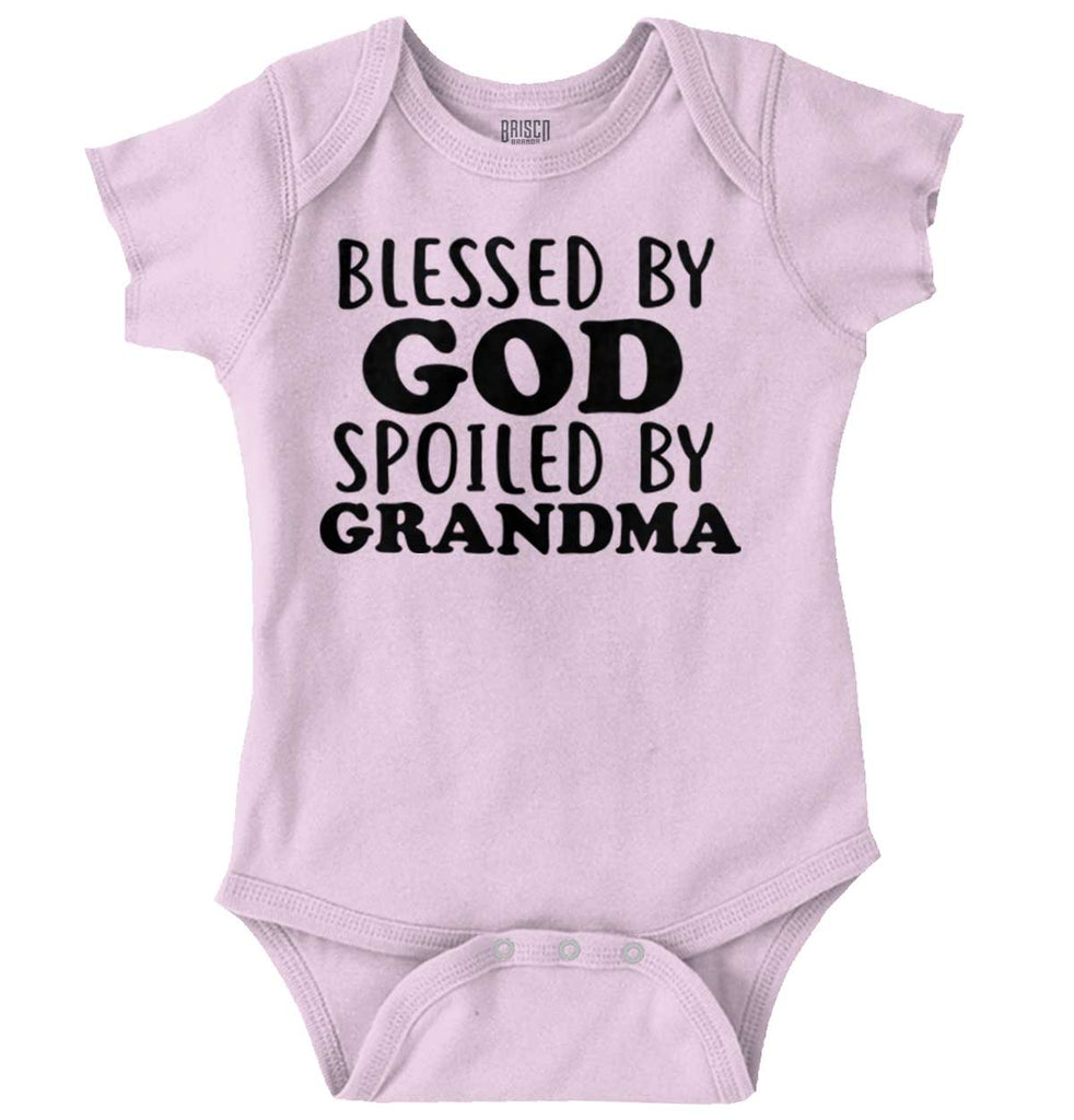 Blessed By God Spoiled By Grandma Romper Bodysuit-Direct To Garment Print-Brisco Baby