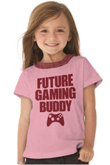 Future Gaming Buddy Toddler Ruffled Trim T-Shirt-Direct To Garment Print-Brisco Baby